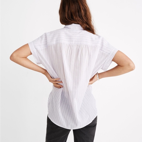Madewell Central Shirt in Lavender Stripe Size XS - Picture 2 of 9